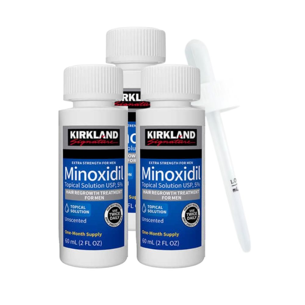 Minoxidil Kirkland 5% 60ml Pack x3 Tratamiento Para Barba y Cabello