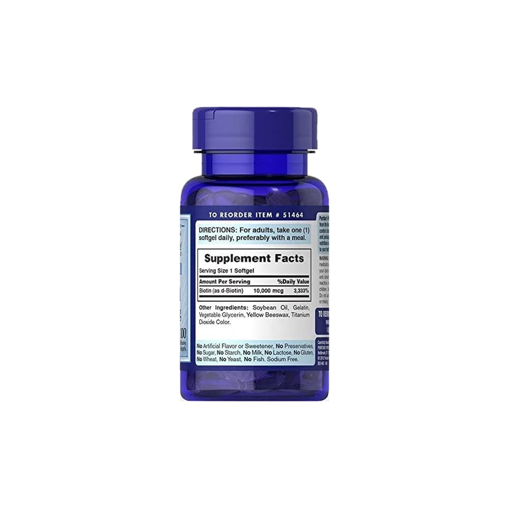 Biotina 10.000 mcg Puritan´s Pride x 100 - Imagen 2