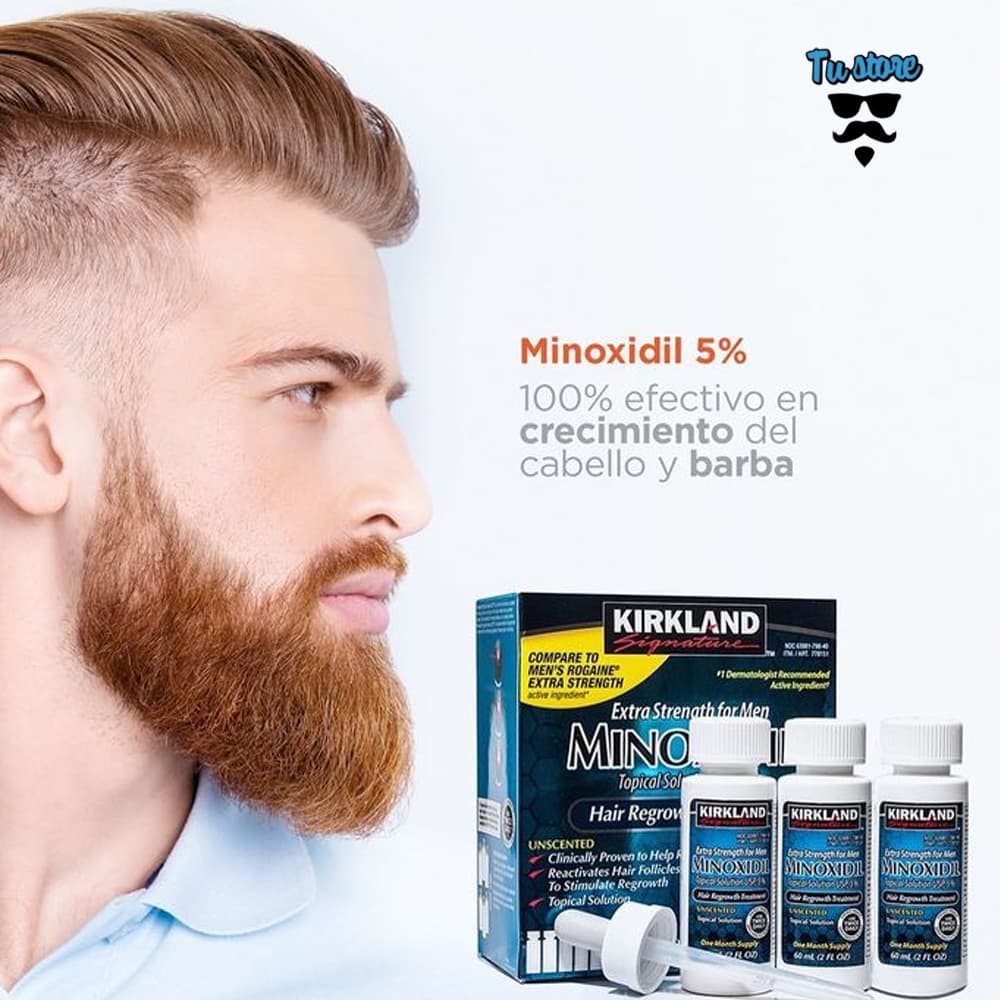 Minoxidil Kirkland 5% 60ml Pack x3 Tratamiento Para Barba y Cabello - Imagen 4