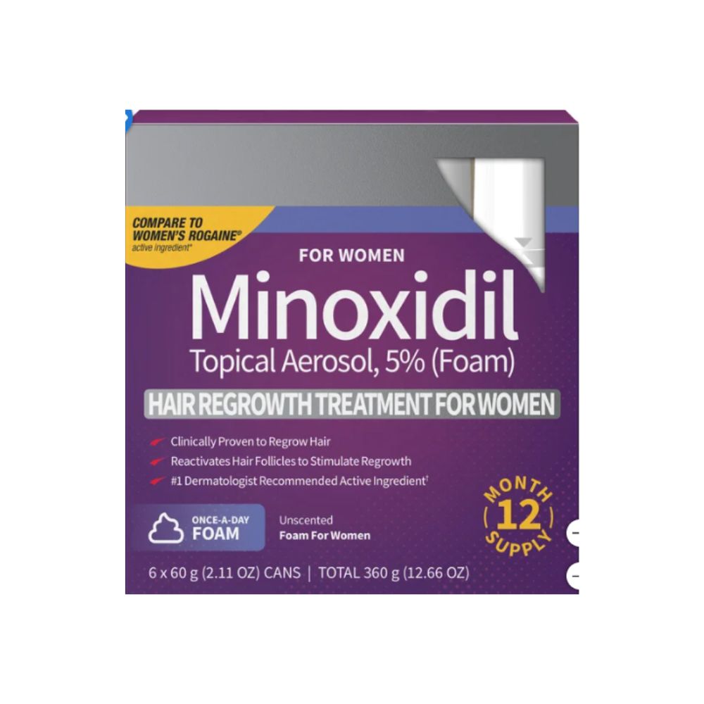 Minoxidil 5% Espuma Para Mujeres 60g Pack x6 Tratamiento Capilar