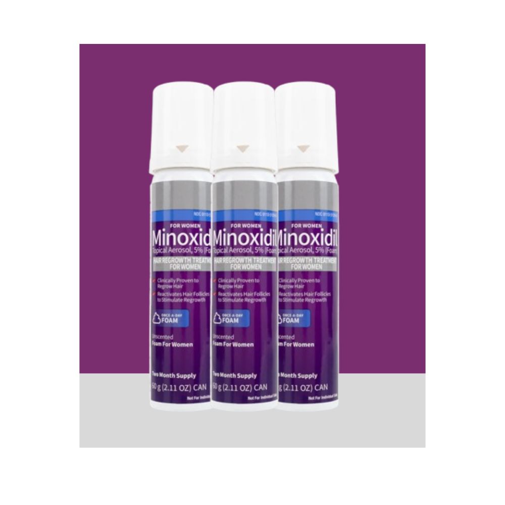Minoxidil 5% Espuma Para Mujeres 60g Pack x3 Tratamiento Capilar