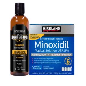 Minoxidil Kirkland 5% 60ml Pack x6 + Shampoo Hidroxidil Don Barbero
