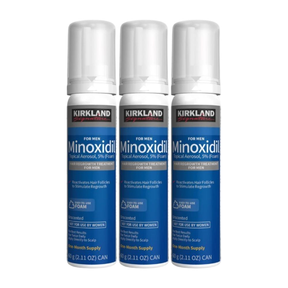 Minoxidil Kirkland 5% Espuma 60g Pack x3 Para Cabello y barba