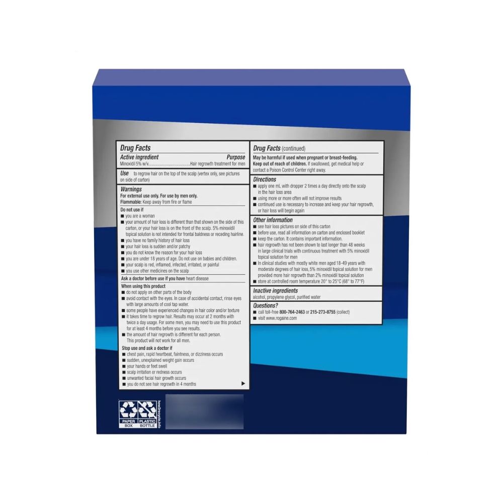 Rogaine Minoxidil Líquido 5% Hombre Pack x3 – Solución Tópica Tratamiento Capilar Anticaída - Imagen 2