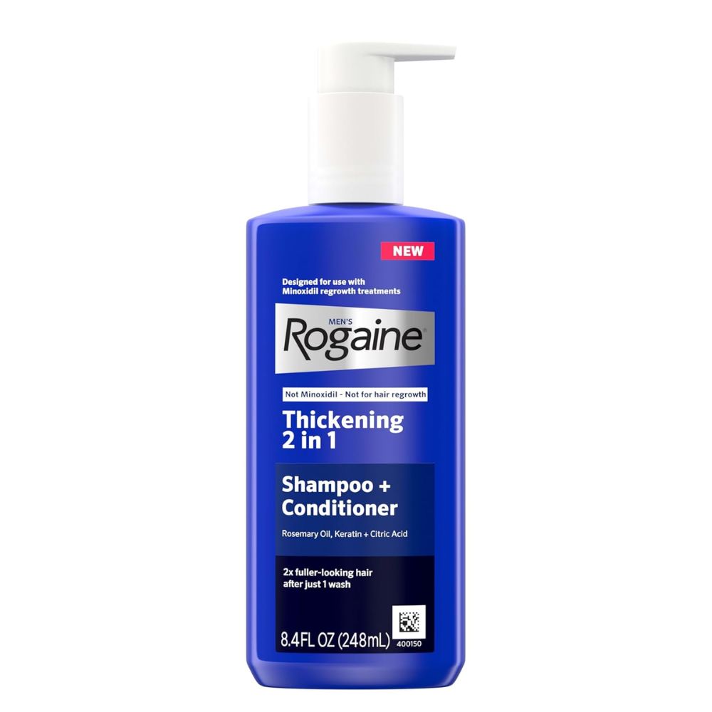 Shampoo Engrosador 2 en 1 para Hombre Rogaine 248 mL – Cabello más abundante desde el primer lavado