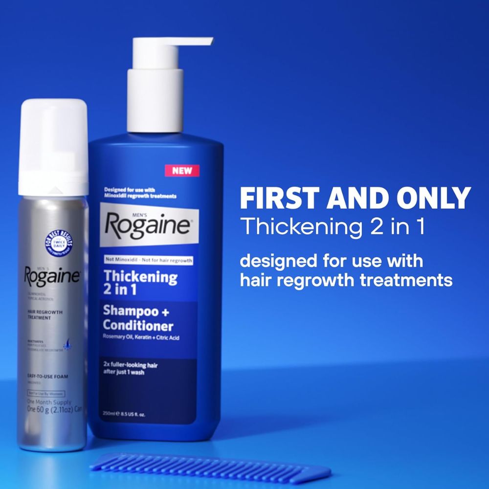 Shampoo Engrosador 2 en 1 para Hombre Rogaine 248 mL – Cabello más abundante desde el primer lavado - Imagen 5
